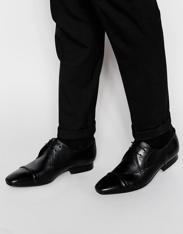 H By Hudson Larch Toe-cap Derby Shoes - Black