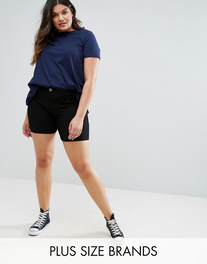 Junarose Denim Slim Leg Shorts - Black