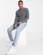 River Island Knit Fisherman Sweater In Blue-blues