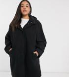 Asos Design Curve Textured Hood Coat In Black