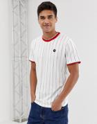 Jack & Jones Originals T-shirt With Vertical Stripe And Chest Badge In White - White