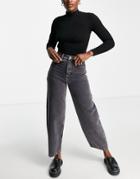 Topshop Baggy Jean In Dark Gray-grey