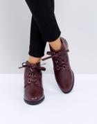 Asos Alfira Leather Lace Up Boots - Brown