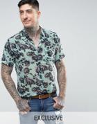 Reclaimed Vintage Inspired Shirt With Rose Print Reg Fit - Blue