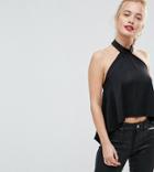 Asos Petite Hilo Halter Neck Drape Top - Black