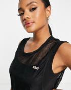 Asos 4505 Sheer Yoga Open Back Tank-black