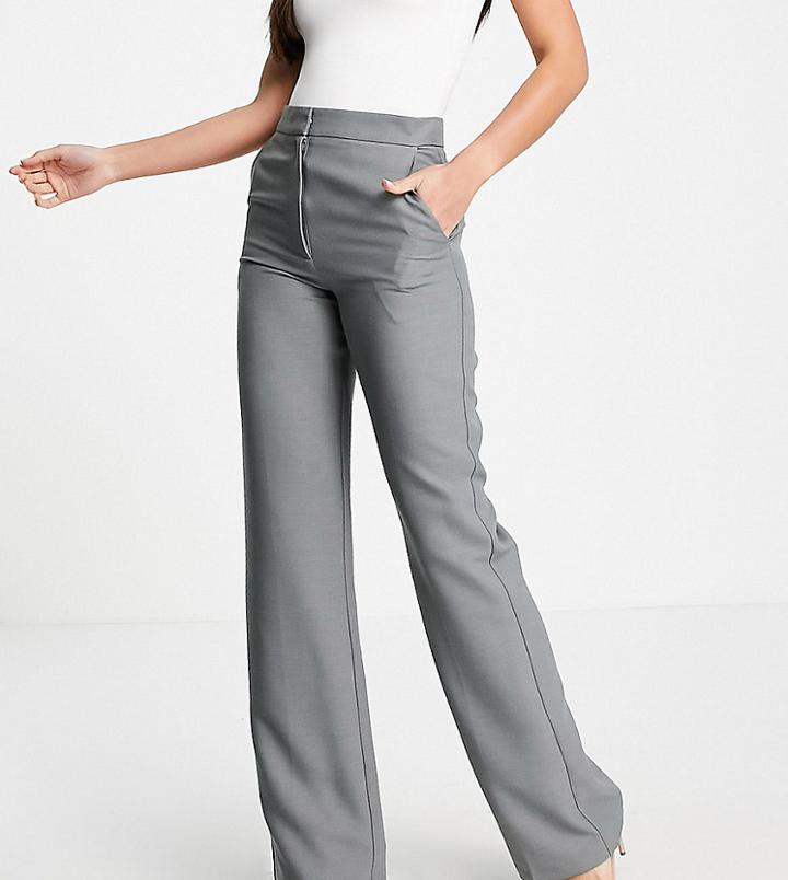 Asos Design Tall Ultimate Straight Leg Pant In Charcoal-grey