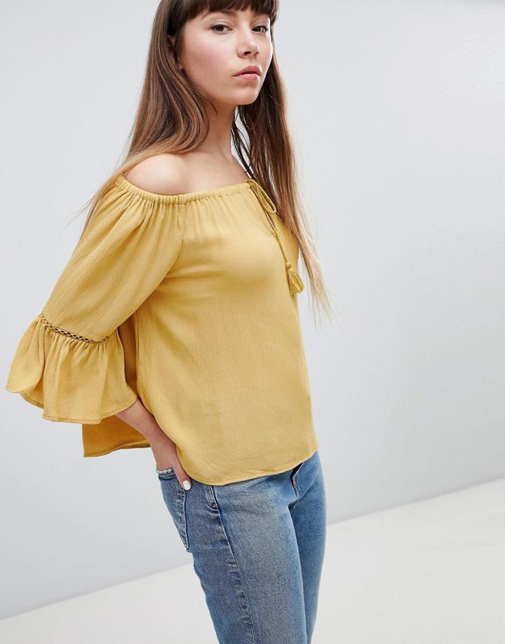 New Look Tassel Bardot Top - Yellow