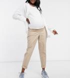 Asos Design Maternity Chino Pants With Under The Bump Waistband In Stone-neutral