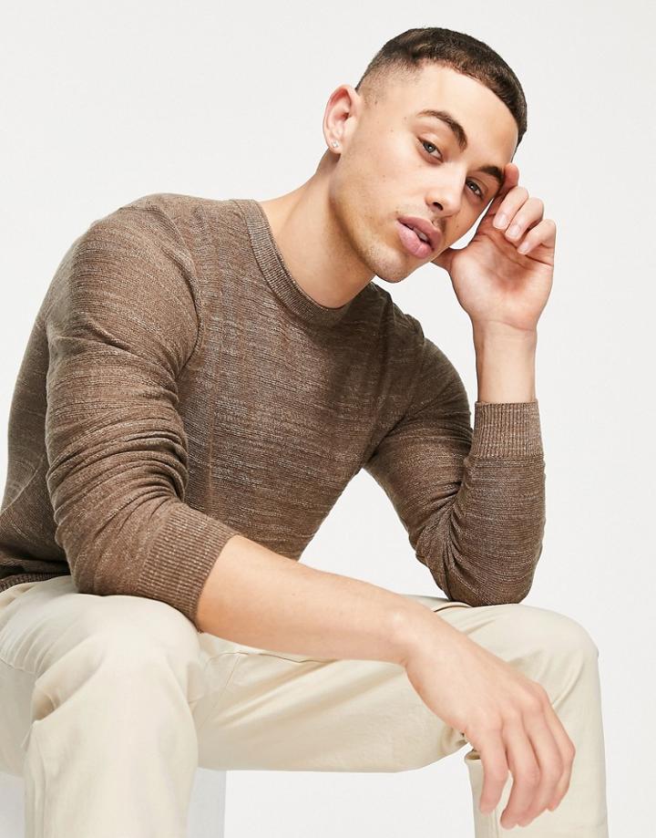 Selected Homme Buddy Crew Neck Sweater-brown