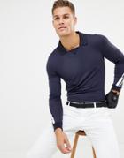 J.lindeberg Golf Elias Slim Fit Long Sleeve Polo In Navy - Navy