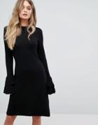 Y.a.s Knitted Dress With Ruffle Detail - Black