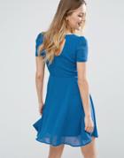 Jasmine Skater Dress With Cut Out Back - Blue