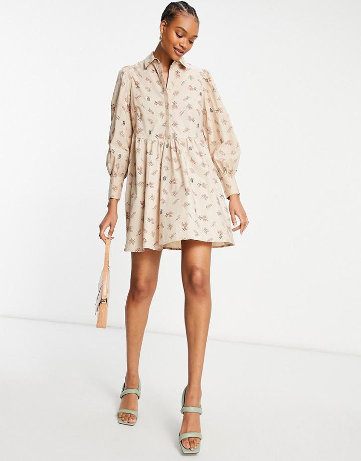Y.a.s Mini Shirt Dress In Pink Floral Print-multi