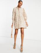 Y.a.s Mini Shirt Dress In Pink Floral Print-multi