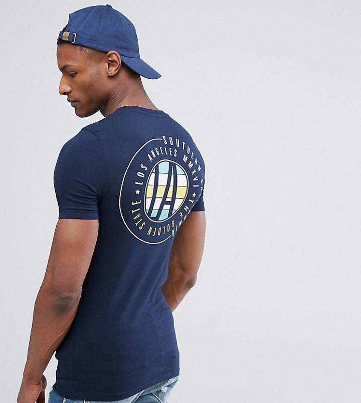 Asos Tall Extreme Muscle T-shirt With La Print - Navy