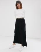 Religion Maxi Skirt With Leopard Waist Band - Black