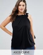 Asos Curve Swing Top With Ruched Neck - Black