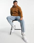Jack & Jones Originals Relaxed Fit Hoodie With Chest Logo In Tan-brown