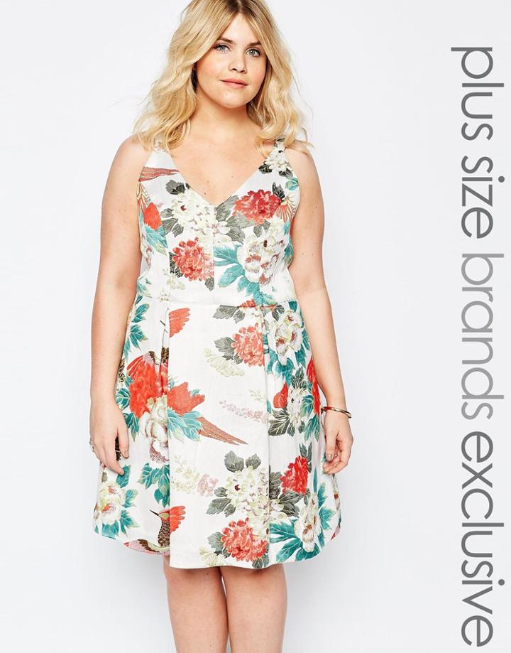 Truly You Bird Print Jacquard Prom Dress - Multi