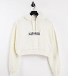 Napapijri Box Cropped Hoodie In Off White Exclusive At Asos