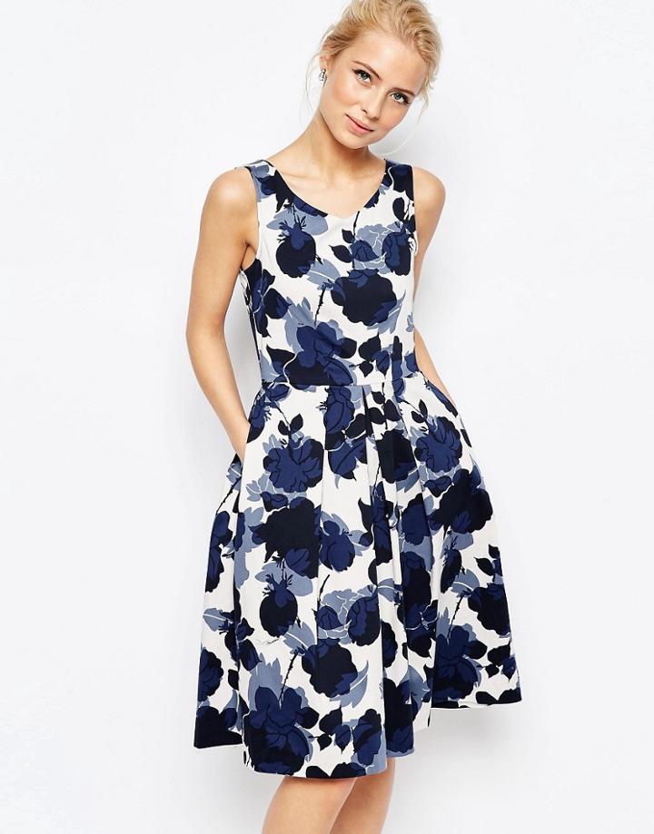 Closet Midi Dress In Shadow Floral Print