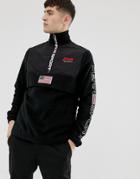 Penn Sport Track Jacket In Black With Logo Side Stripe - Black