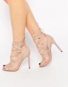 Asos Perception Lace Up Heels - Nude