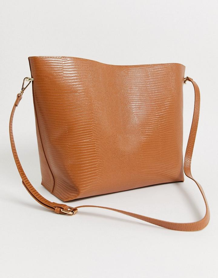 Truffle Collection Tan Croc Slouch Shoulder Bag