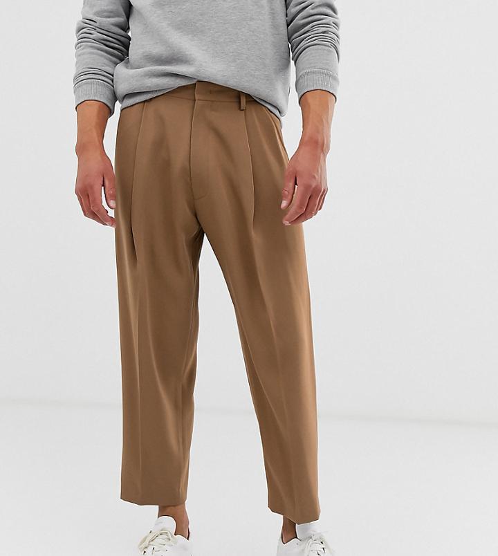 Noak Wide Leg Suit Pants In Camel-beige