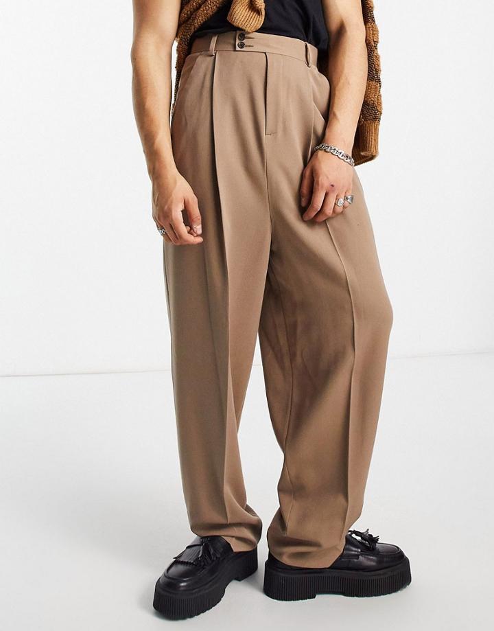 Asos Design Smart Balloon Pants In Stone-neutral