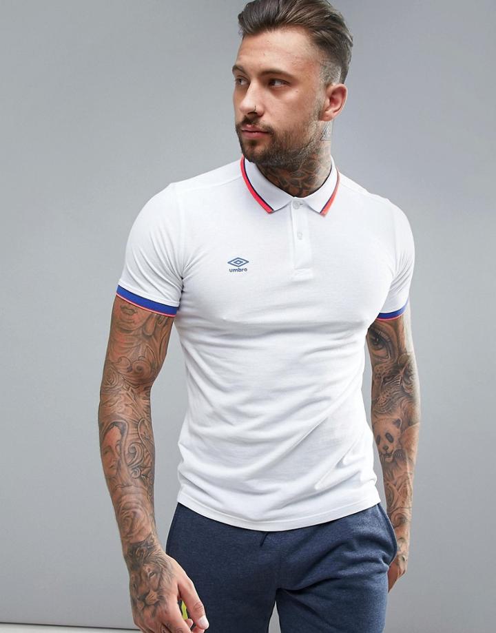 Umbro Tipped Pique Polo In White - White