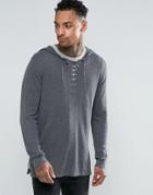 Asos Longline Knitted Hoody With Lace Up Front - Gray