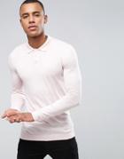 Asos Knitted Muscle Fit Polo In Dusty Pink - Pink