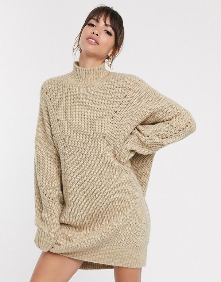 Asos Design Oversized Relaxed Mini Dress With Stitch Detail