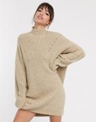 Asos Design Oversized Relaxed Mini Dress With Stitch Detail