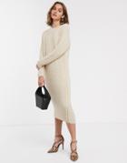 Asos Design Chunky Midi Dress With Zip Detail-stone