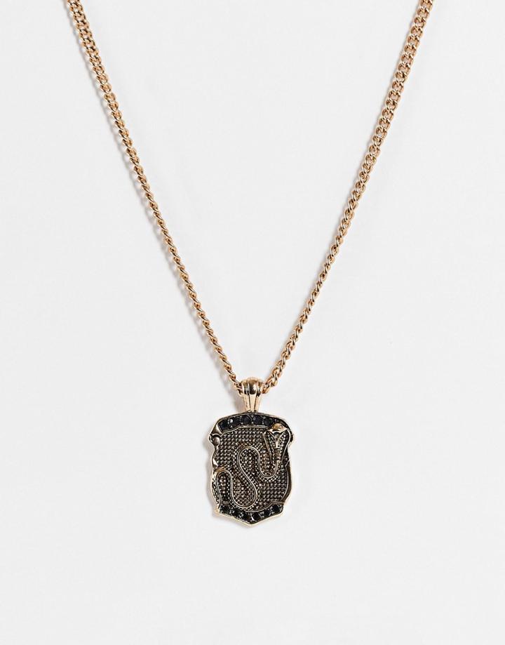 Wftw Snake Shield Pendant In Gold