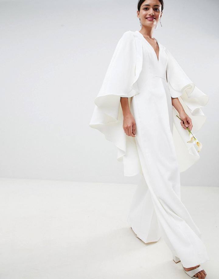 Asos Edition Cape Wedding Jumpsuit - White