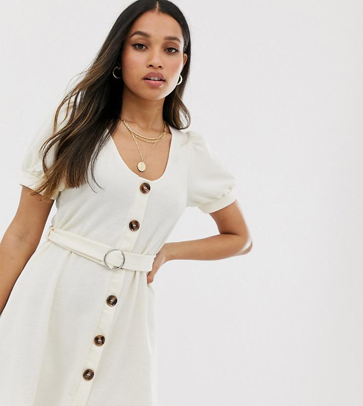 Miss Selfridge Petite Dress With Belt In Beige