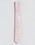 Asos Wedding Tie In Pink Floral - White