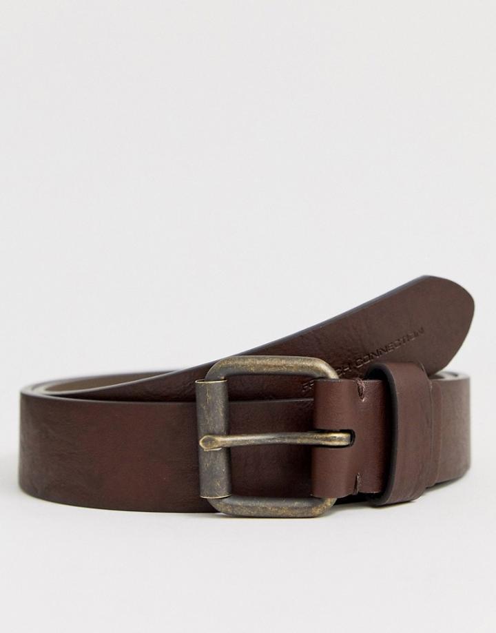 French Connection Matt Prong Buckle Belt-brown