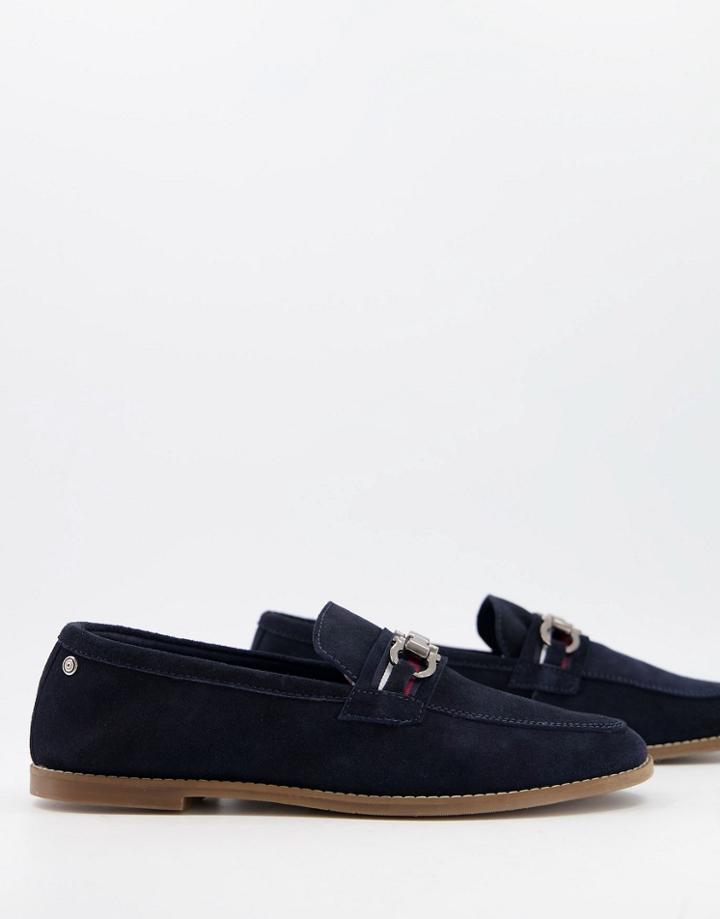 Ben Sherman Suede Snaffle Bar Loafers In Navy Stripe