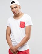 Ringspun Scoop Neck Beach T-shirt With Pocket Co-ord - White