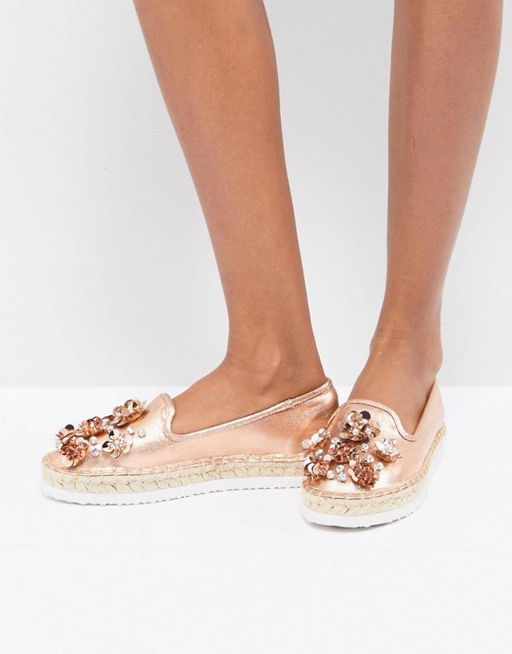 Head Over Heels By Dune Elbie Trim Flatform Espadrilles - Pink