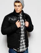 Penfield Shower Proof Pelham Down Fill Jacket With Leather Yoke - Black
