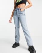 Topshop Kort Cotton Blend Jeans In Bleach - Lblue