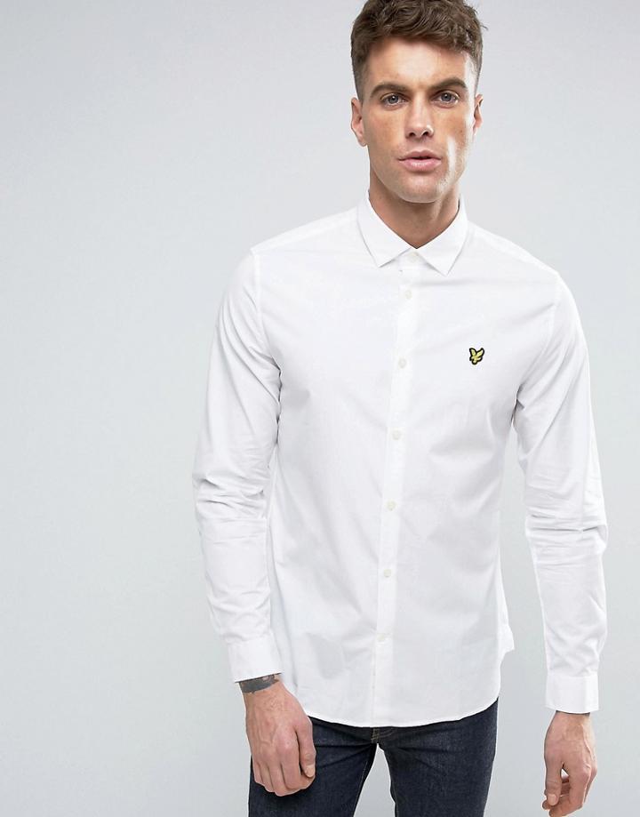Lyle & Scott Stretch Slim Fit Shirt Buttondown Eagle Logo In White - W