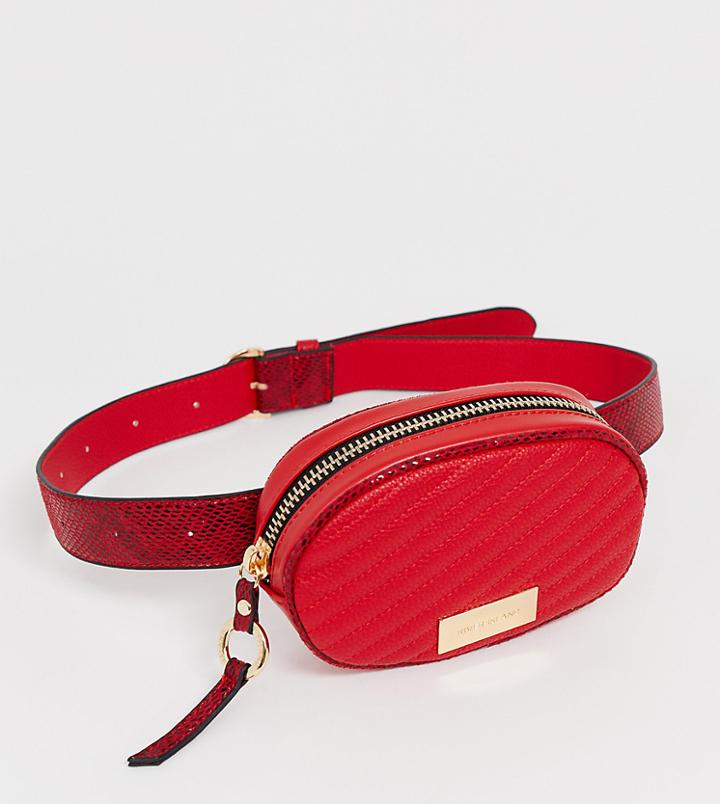 River Island Round Belt Bag In Red - Red