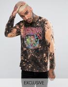 Reclaimed Vintage Inspired Guns N Roses Oversized Band Long Sleeve T-shirt In Bleach Dye - Black